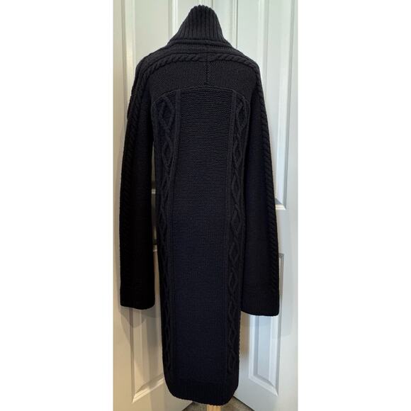Tory Burch Wool Cable knit long sweater zip up Black jacket Women’s Small - Picture 12 of 16